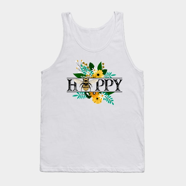 Bee Happy Flowers Tank Top by Tidewater Beekeepers